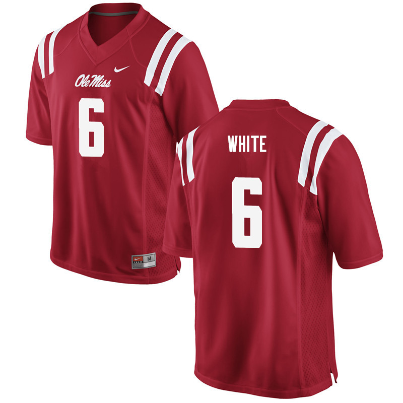 Men Ole Miss Rebels #6 Kam White College Football Jerseys-Red